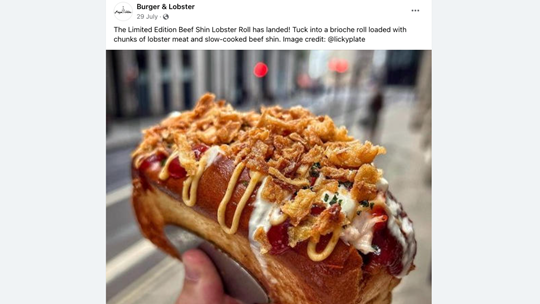 Burger and lobster roll facebook